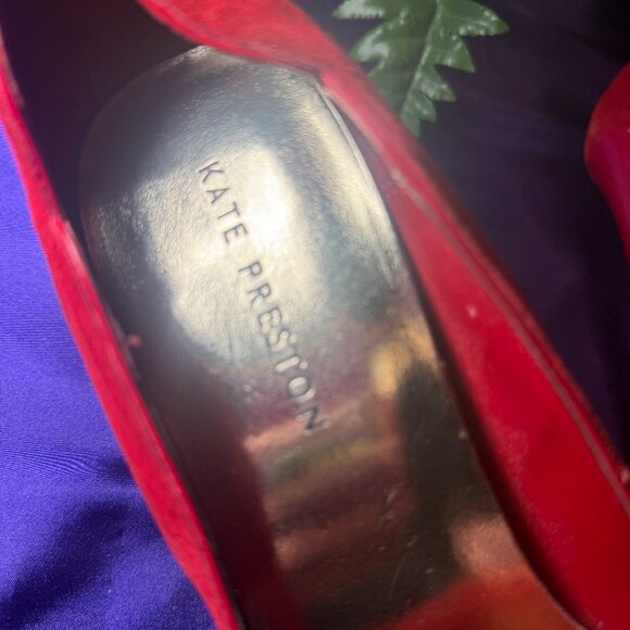 πKate Preston Red Suede 5.5" High Heel Pumps -Scalloped Detail & Platform 9.5 M - Picture 10 of 12